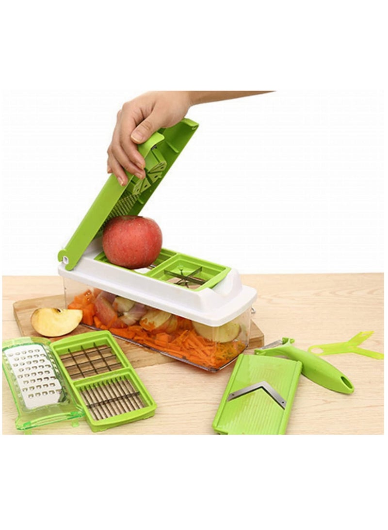 ELTRAZONE VEGETABLE CHOPPER Nicer Dicer Smart 10 Pieces Vegetable Cutter Onion Cutter Mandolin Multi Cutter Vegetable Slicer Fruit Cutter Limited Time Offer, Green, - Image 2