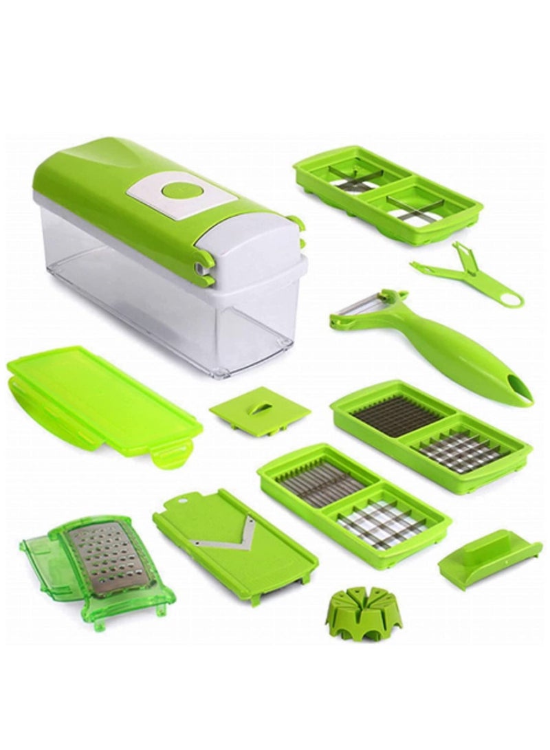 ELTRAZONE VEGETABLE CHOPPER Nicer Dicer Smart 10 Pieces Vegetable Cutter Onion Cutter Mandolin Multi Cutter Vegetable Slicer Fruit Cutter Limited Time Offer, Green, - Image 4