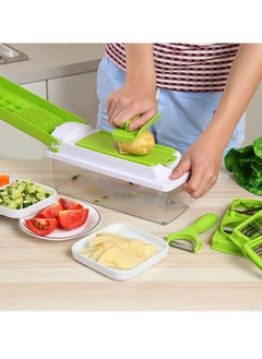 ELTRAZONE VEGETABLE CHOPPER Nicer Dicer Smart 10 Pieces Vegetable Cutter Onion Cutter Mandolin Multi Cutter Vegetable Slicer Fruit Cutter Limited Time Offer, Green,  - Image 3