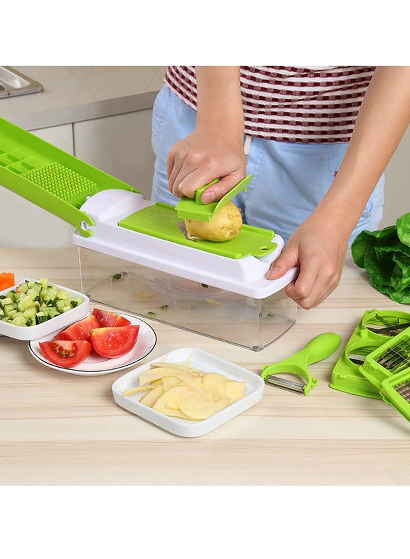 ELTRAZONE VEGETABLE CHOPPER Nicer Dicer Smart 10 Pieces Vegetable Cutter Onion Cutter Mandolin Multi Cutter Vegetable Slicer Fruit Cutter Limited Time Offer, Green, - Image 3