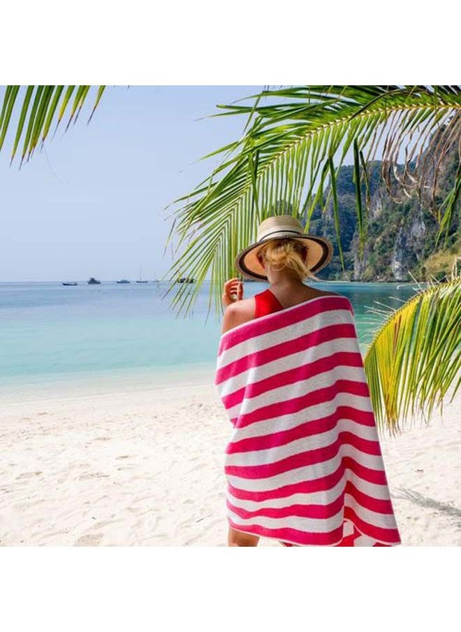 SIGNOOLA - Signoola 4 Beach towel 70 x 180 cm Rose Stripes, 100% cotton. - Image 1