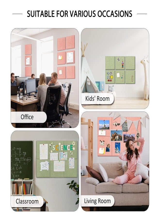 BXI Felt Bulletin Board, 36 X 24 Inches 6 Pcs Self-Adhesive Cork Board with 30 Pushpins, Sturdy Poster Pin Board Acoustic Wall Panels, Vision Board Picture Board for Home Office Dorm Classroom Decor - Image 3