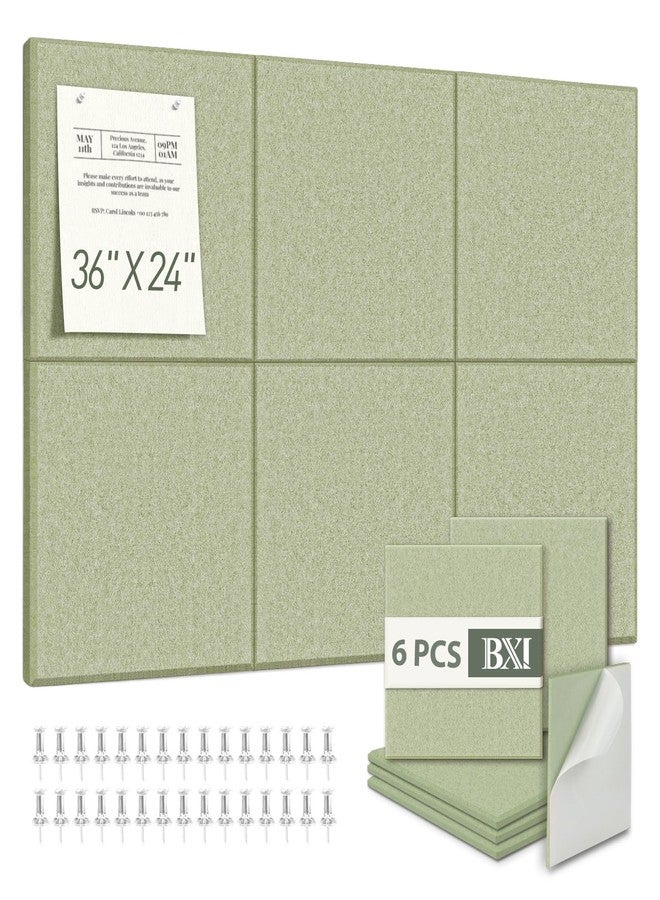 BXI Felt Bulletin Board, 36 X 24 Inches 6 Pcs Self-Adhesive Cork Board with 30 Pushpins, Sturdy Poster Pin Board Acoustic Wall Panels, Vision Board Picture Board for Home Office Dorm Classroom Decor - Image 1