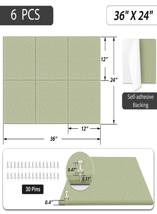 BXI Felt Bulletin Board, 36 X 24 Inches 6 Pcs Self-Adhesive Cork Board with 30 Pushpins, Sturdy Poster Pin Board Acoustic Wall Panels, Vision Board Picture Board for Home Office Dorm Classroom Decor - Image 2