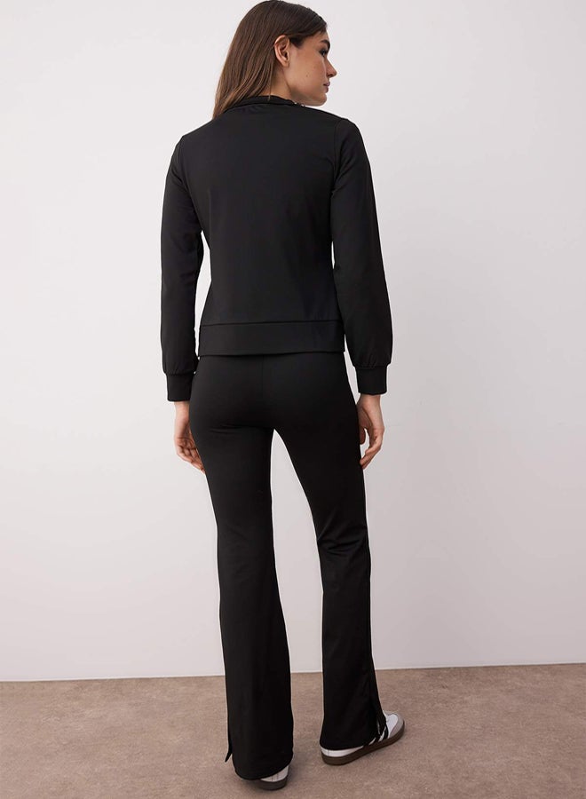 trendyol Black Raglan Sleeve Relaxed Top Flare/Spanish Leg Bottom Stretchy Knitted Bottom - Top Set - Image 4