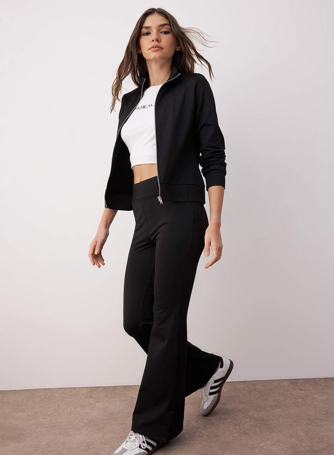 trendyol Black Raglan Sleeve Relaxed Top Flare/Spanish Leg Bottom Stretchy Knitted Bottom - Top Set - Image 1