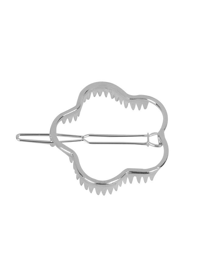 STRIPES® Silver Metal Plain Flower Shape 1PCS Hairpin Hair Clip for Women and Girls - Image 1