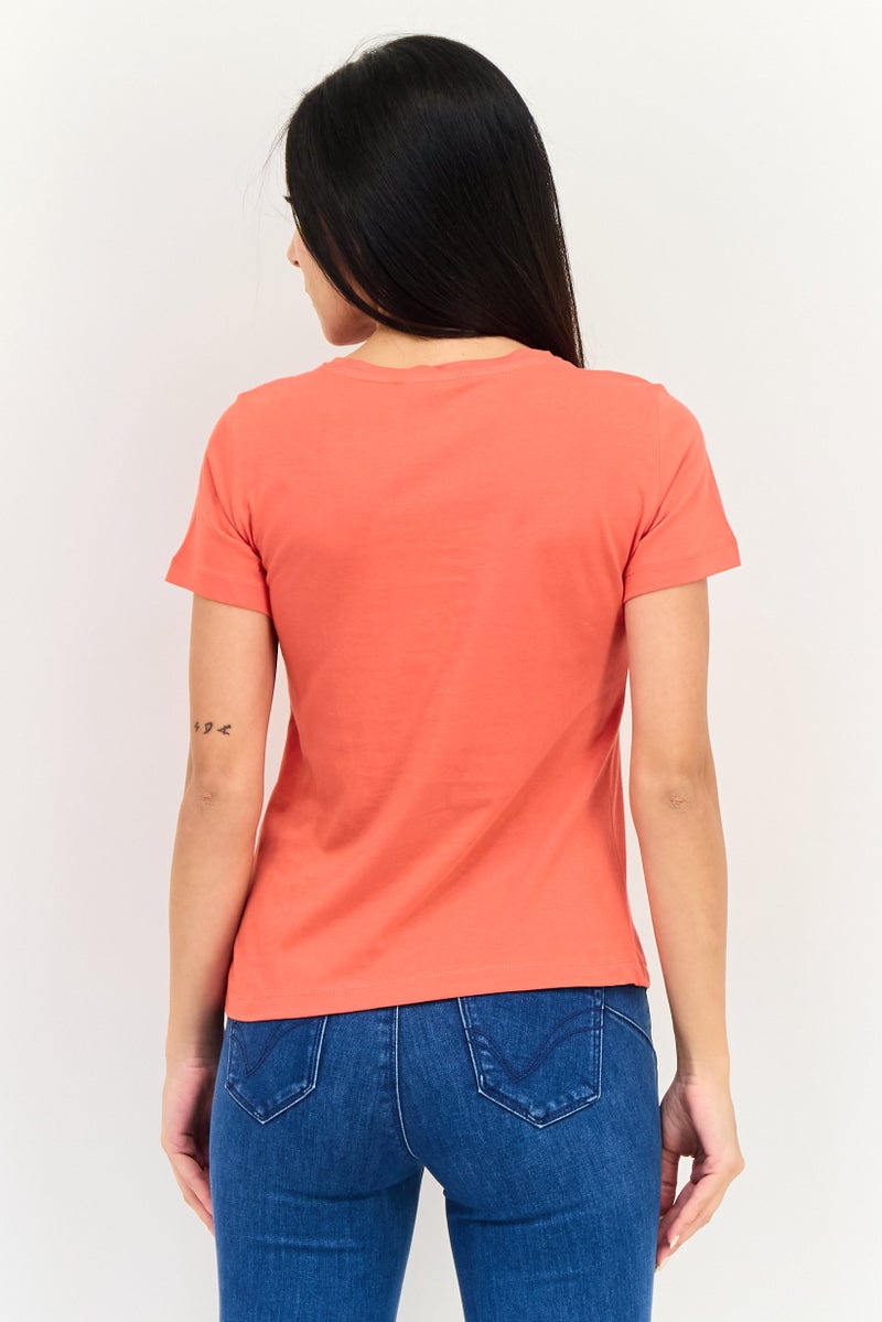 ONLY Women Crew Neck Short Sleeve Graphic Print T-Shirt, Red - Image 4