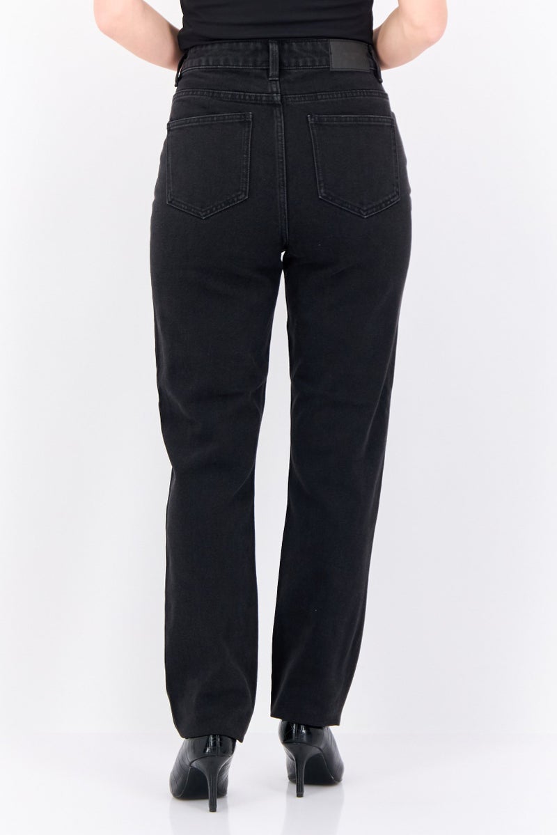 VERO MODA Women Regular Fit Textured Stretchable Jeans, Black - Image 3