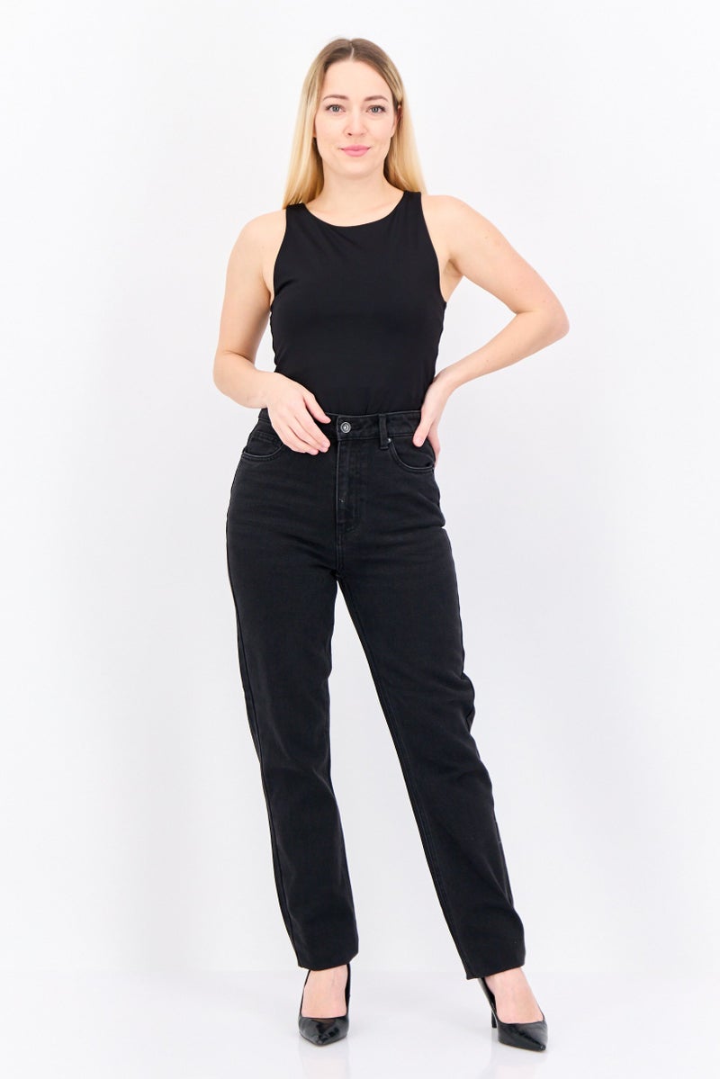 VERO MODA Women Regular Fit Textured Stretchable Jeans, Black - Image 4