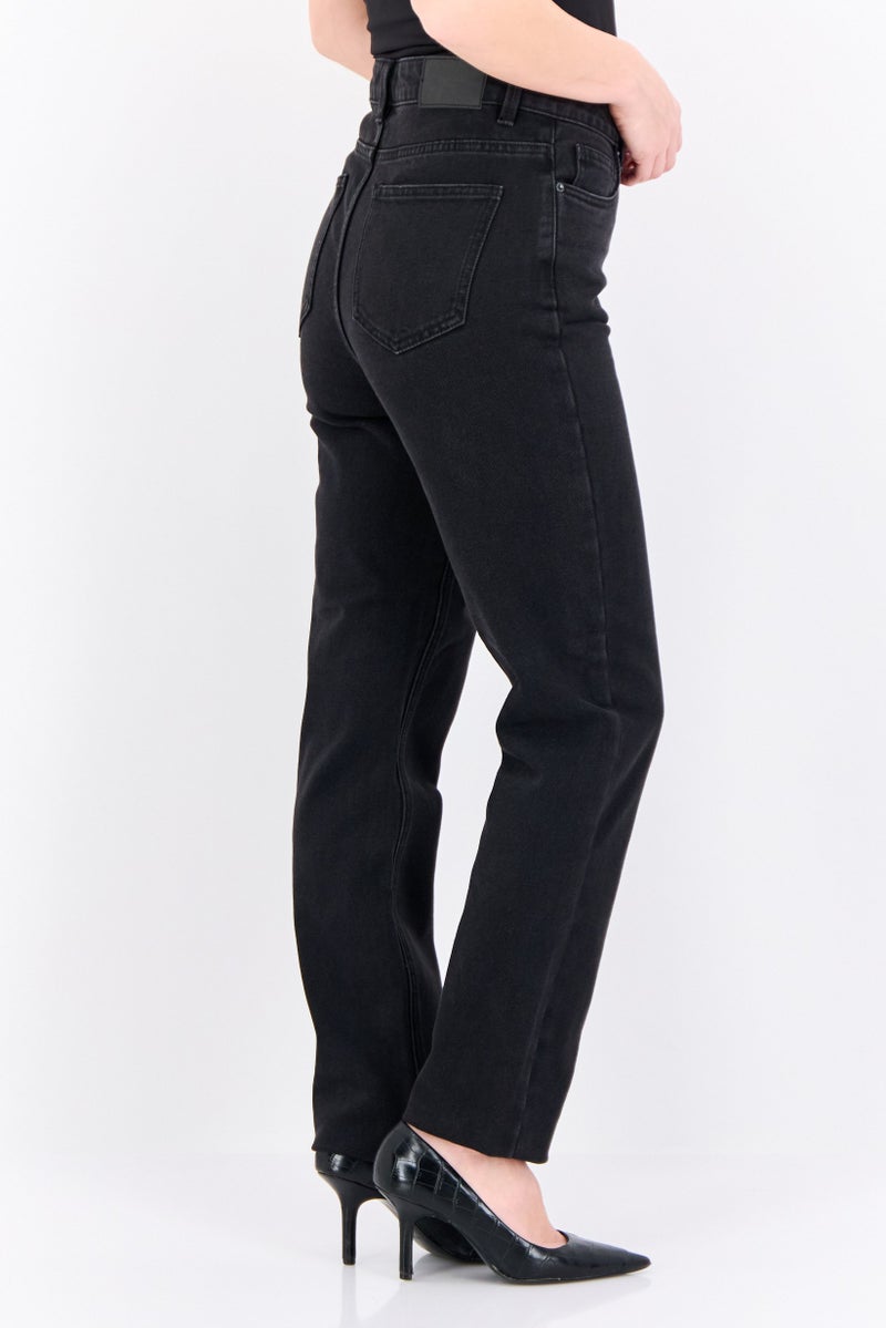 VERO MODA Women Regular Fit Textured Stretchable Jeans, Black - Image 2