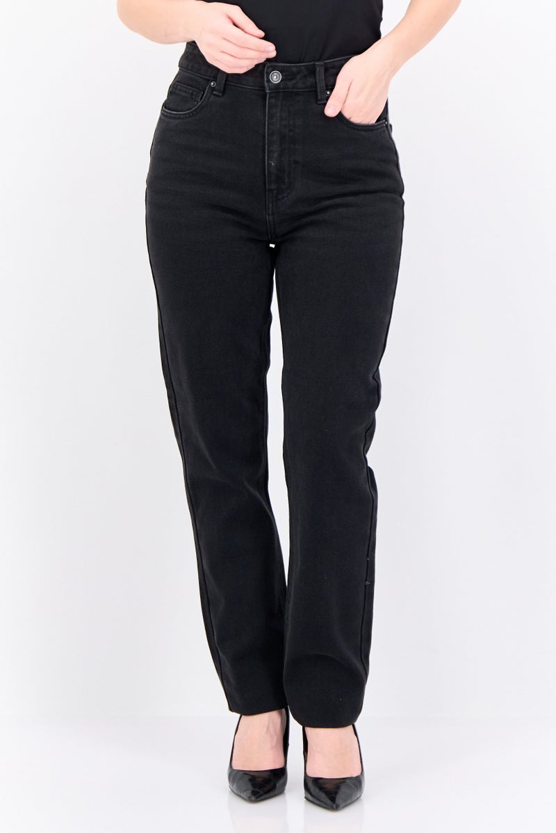 VERO MODA Women Regular Fit Textured Stretchable Jeans, Black - Image 1