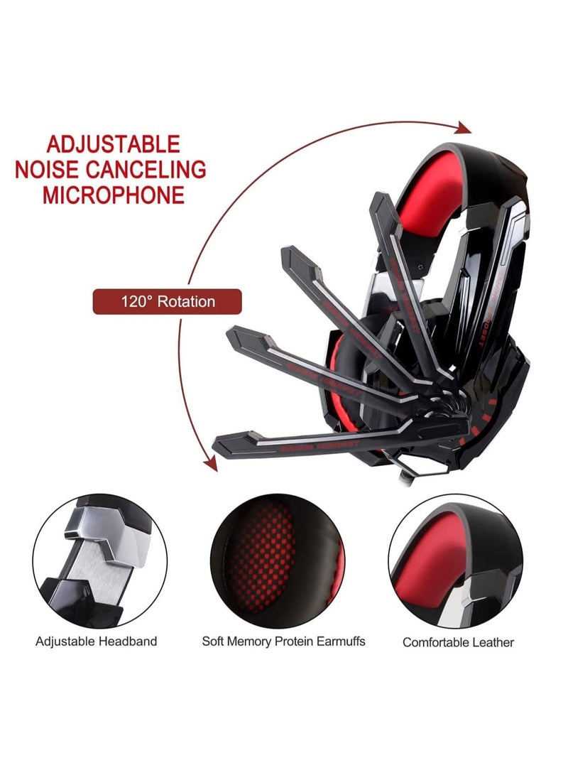 ELTRAZONE G2000 Gaming Headphones, Bass, Stereo, Wired, with Wheat, USB Port, Black/Red - Image 2