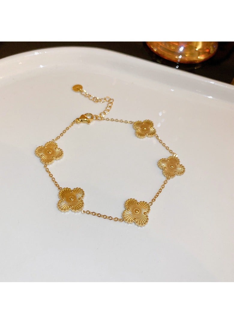 بيوينتي سوار زركونيا زركونيا زهرة الميكا مطلي بالذهب سوار ميكا راقي حلو يومي متعدد الاستخدامات من آربلز أرستقراطي