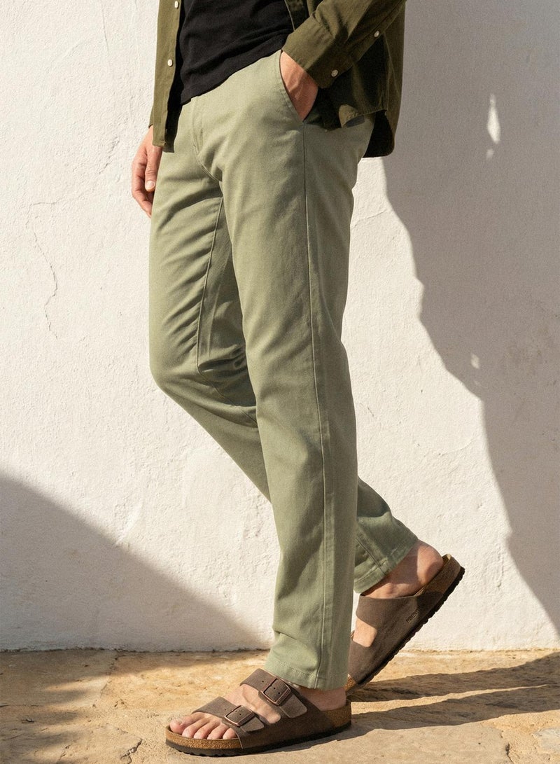 Dennis Lingo Sage Cotton Solid Full Chinos Straight Trouser For Men - Image 3