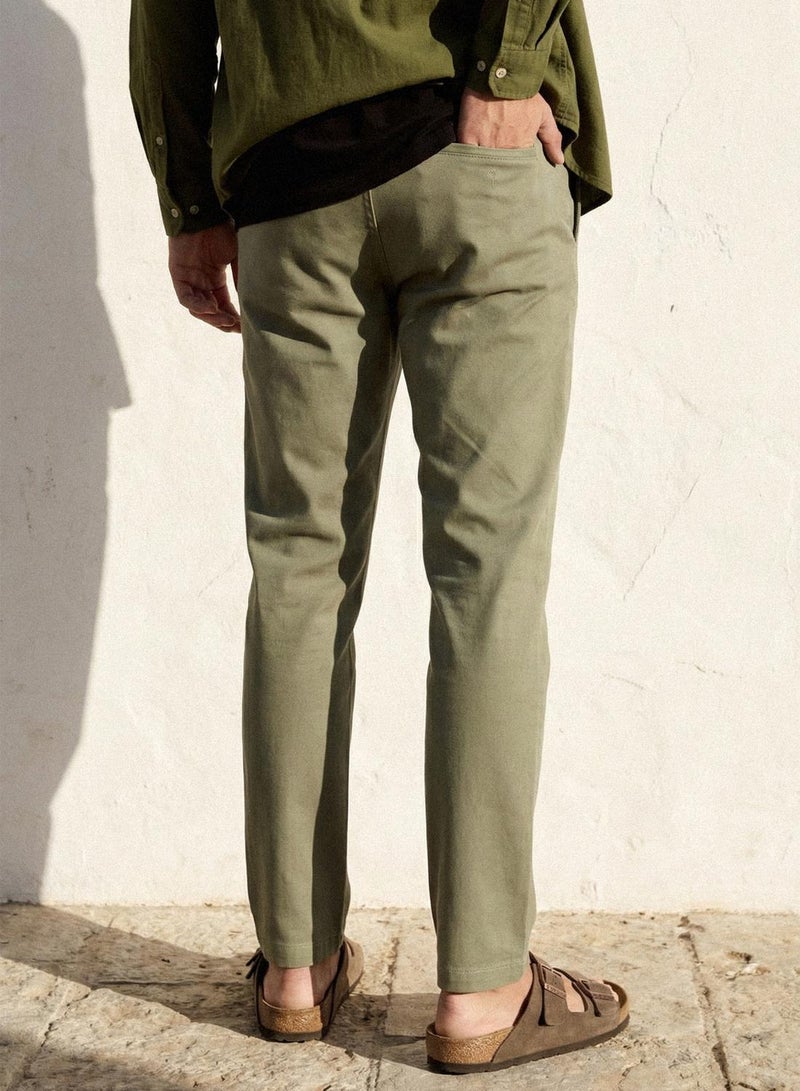 Dennis Lingo Sage Cotton Solid Full Chinos Straight Trouser For Men - Image 1