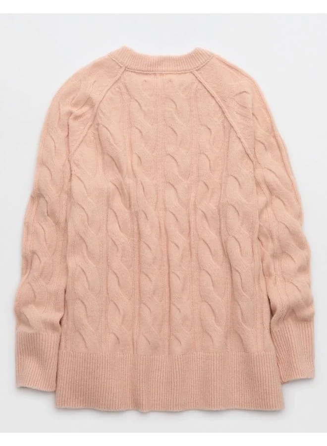 آري من امريكان ايجل Aerie unREAL Cable Crew Sweater