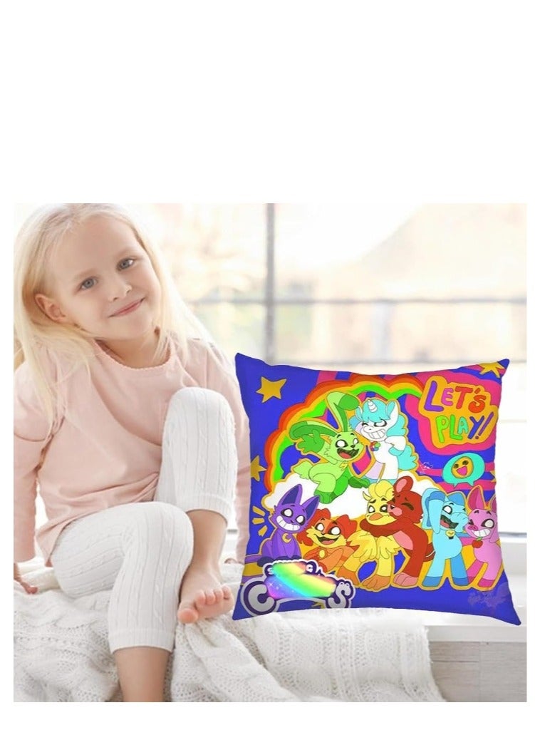 XiuWoo Smiling Critters Throw Pillow Covers,Case Cover Square Cushion Cover,Smiling Critters Cartoon peripheral,Animal Cushion Covers Pillow Case Cover for Sofa Car Bedroom Home Decor - Image 2