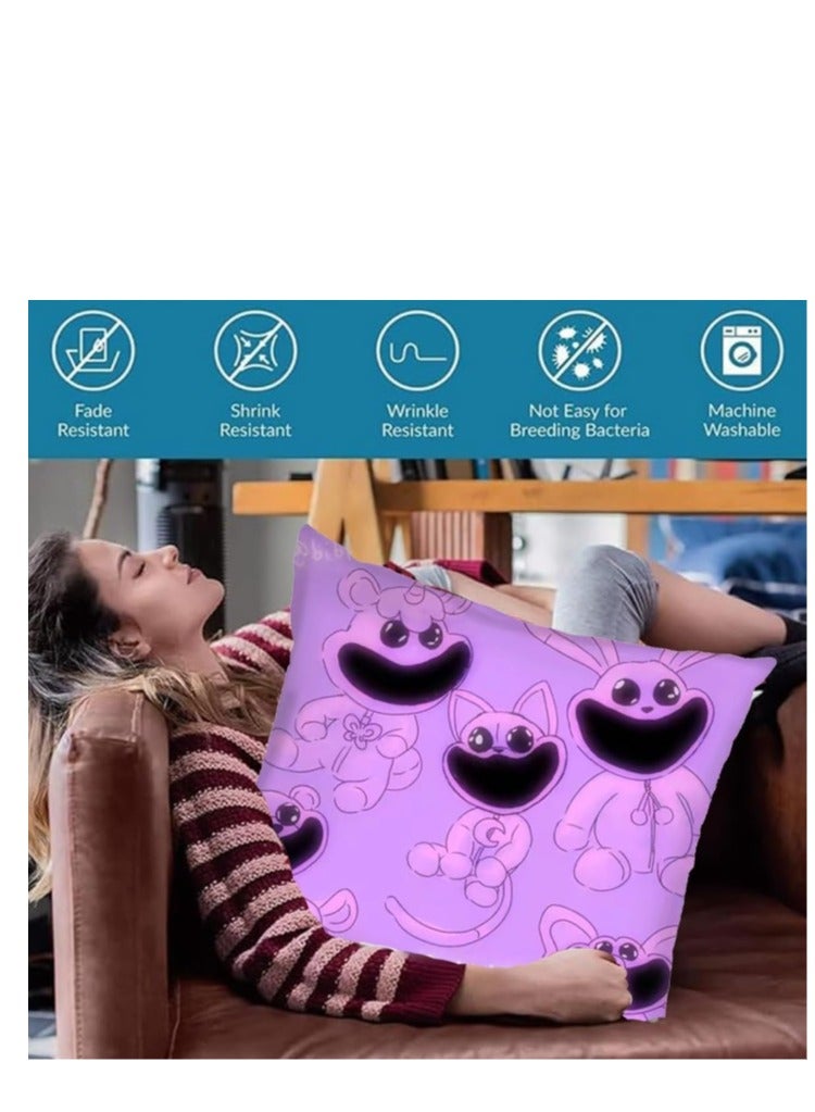 XiuWoo Smiling Critters Throw Pillow Covers,Case Cover Square Cushion Cover,Smiling Critters Cartoon peripheral,Animal Cushion Covers Pillow Case Cover for Sofa Car Bedroom Home Decor - Image 3