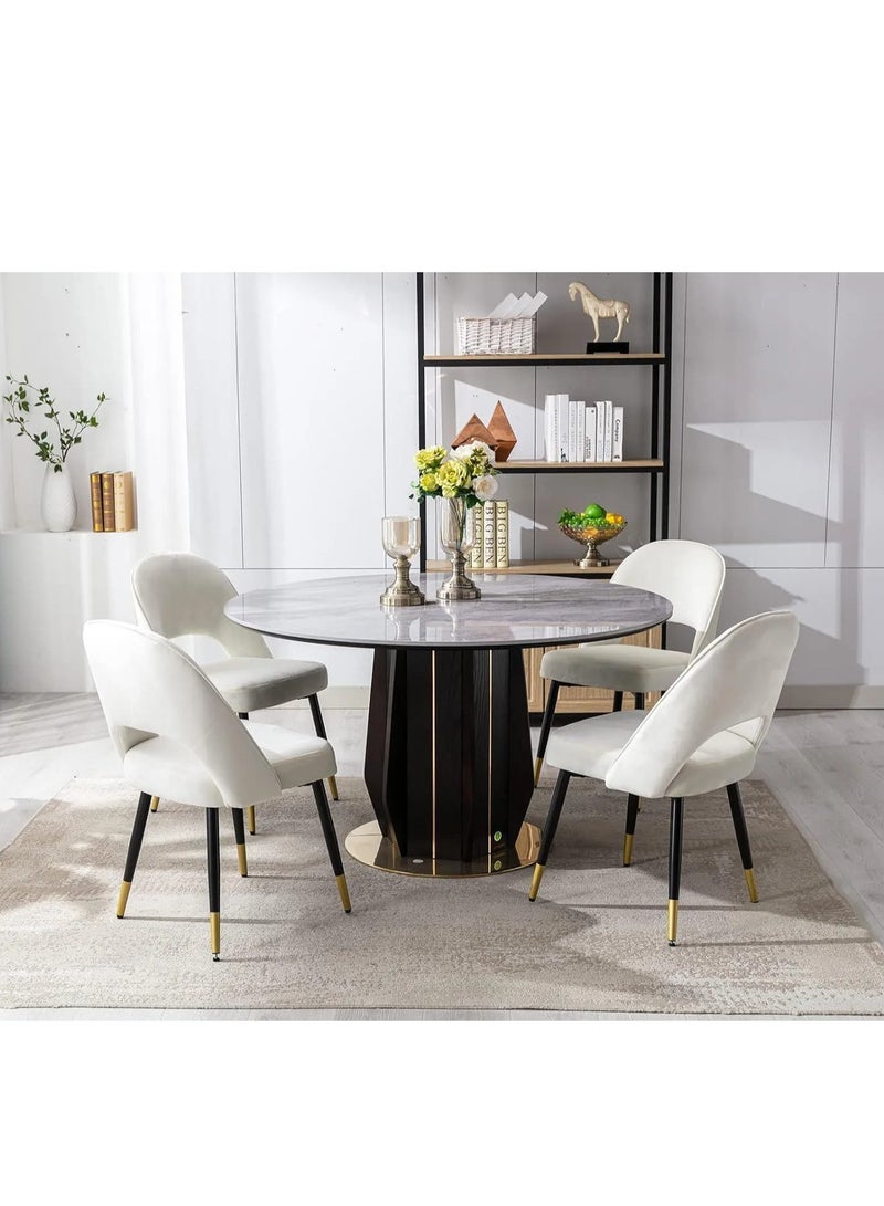 Wooden Twist Modern Stylish Loop Backrest Velvet Upholstery Cafe Dining Chairs With Metal Legs (Set Of 2)  - Image 2