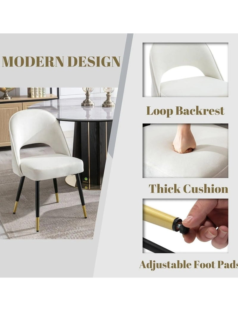 Wooden Twist Modern Stylish Loop Backrest Velvet Upholstery Cafe Dining Chairs With Metal Legs (Set Of 2)  - Image 4
