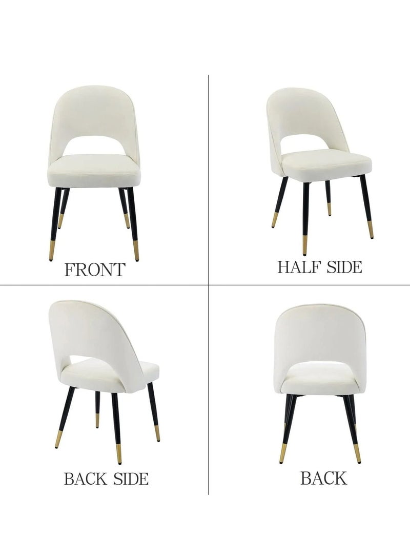Wooden Twist Modern Stylish Loop Backrest Velvet Upholstery Cafe Dining Chairs With Metal Legs (Set Of 2)  - Image 5