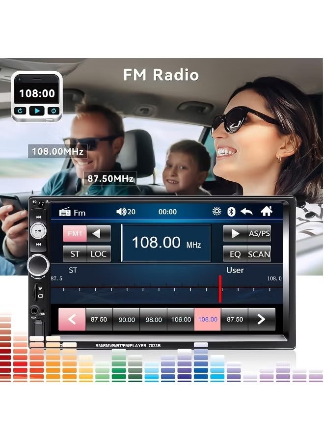 Neutral Double Din Car Stereo with Carplay Android Auto, 7 Inch HD Car Touchscreen with 12 LED Backup Camera, Car Audio Receiver, MP5 Player Support Bluetooth Mirror Link SWC, Car Radio Receiver(64G Card) - Image 5