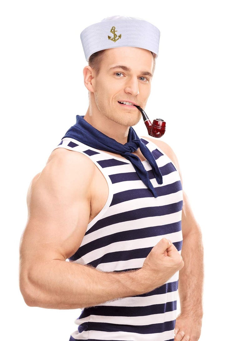 SOLARAE 6 Pieces Sailor Hat Captain Navy Hat Blue with White Sail Hats for Adult Sailor Costume, Kid Navy Costume Accessory, Dressing Up Party - Image 4