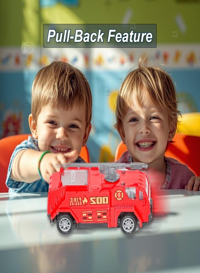 PN AVAN Die Cast Metal Pull Back Toy Vehicles Set, 1:64 Scale, 5 Pieces, Engineering Construction Vehicles Collection (Fire Engine Vehicle) - Image 3