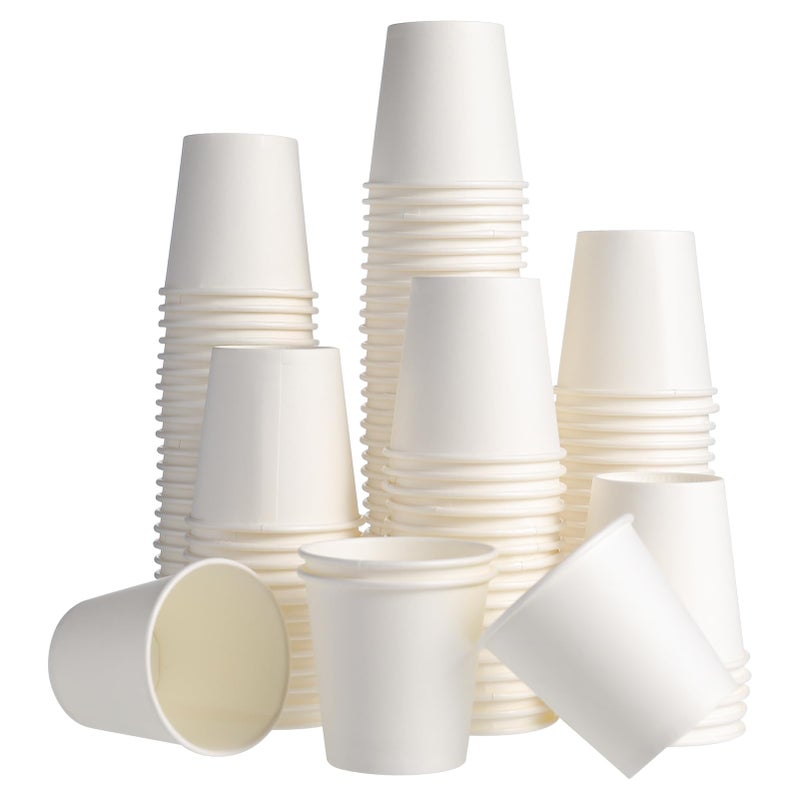 FRIUSATE 150 Pcs Disposable Small Paper Cups 25 OZ White Craft Paper Cups for Coffee Water Tea Juice Beer
