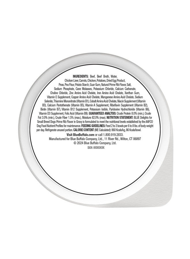 Blue Buffalo Delights Small Breed Natural Wet Dog Food, Prime Rib Flavor in Gravy, 3.5-oz Cups, 12 Count - Image 2