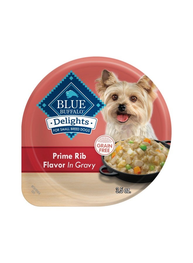 Blue Buffalo Delights Small Breed Natural Wet Dog Food, Prime Rib Flavor in Gravy, 3.5-oz Cups, 12 Count - Image 1