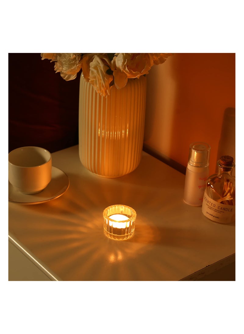 SYOSI طقم حامل شموع تيل شفافة عدد 24، حوامل شموع تيل زجاجية شفافة لحفل الزفاف، حامل شموع تيل بكميات كبيرة لزخرفة وسط الطاولة لعيد الشكر واحتفالات عيد الميلاد (2 × 1.4، شفاف) - Image 5