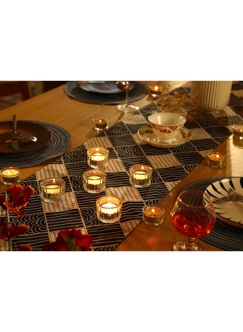 SYOSI طقم حامل شموع تيل شفافة عدد 24، حوامل شموع تيل زجاجية شفافة لحفل الزفاف، حامل شموع تيل بكميات كبيرة لزخرفة وسط الطاولة لعيد الشكر واحتفالات عيد الميلاد (2 × 1.4، شفاف) - Image 3