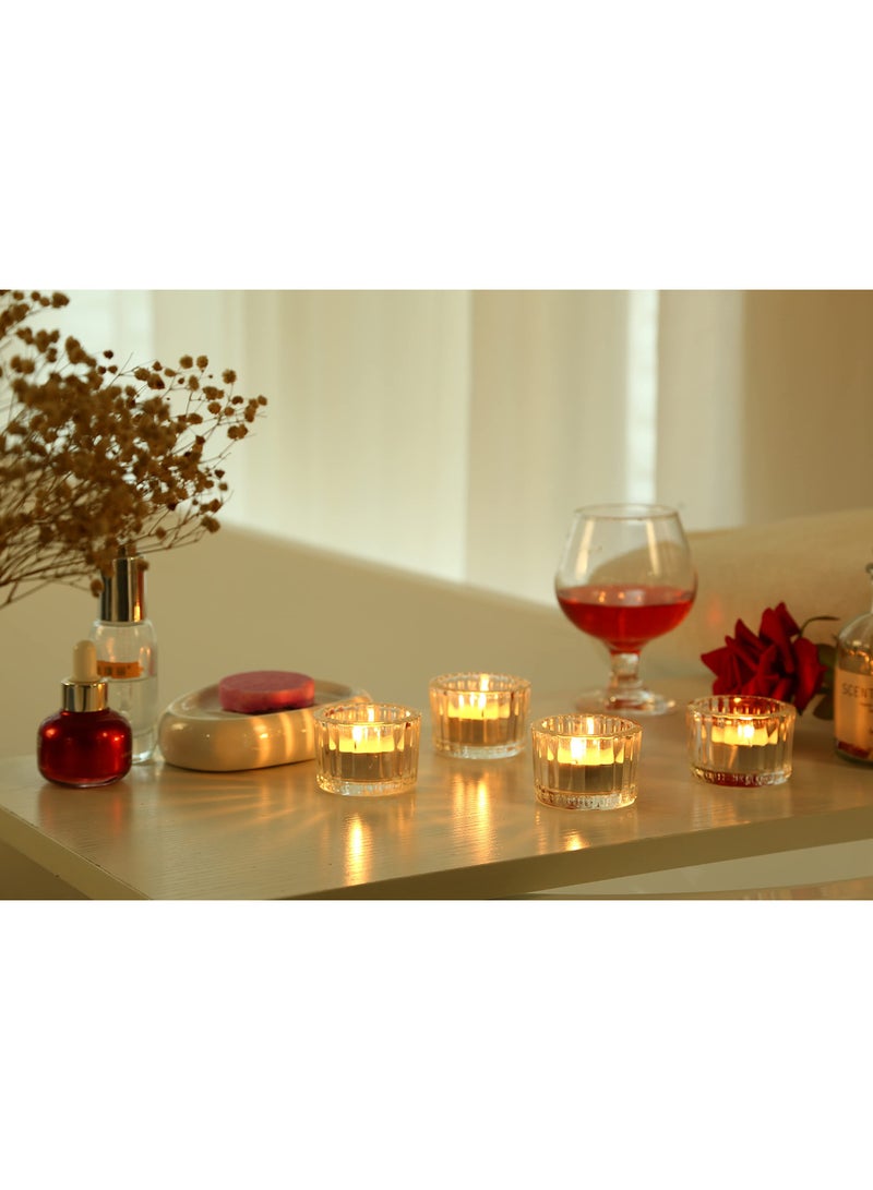 SYOSI طقم حامل شموع تيل شفافة عدد 24، حوامل شموع تيل زجاجية شفافة لحفل الزفاف، حامل شموع تيل بكميات كبيرة لزخرفة وسط الطاولة لعيد الشكر واحتفالات عيد الميلاد (2 × 1.4، شفاف) - Image 4