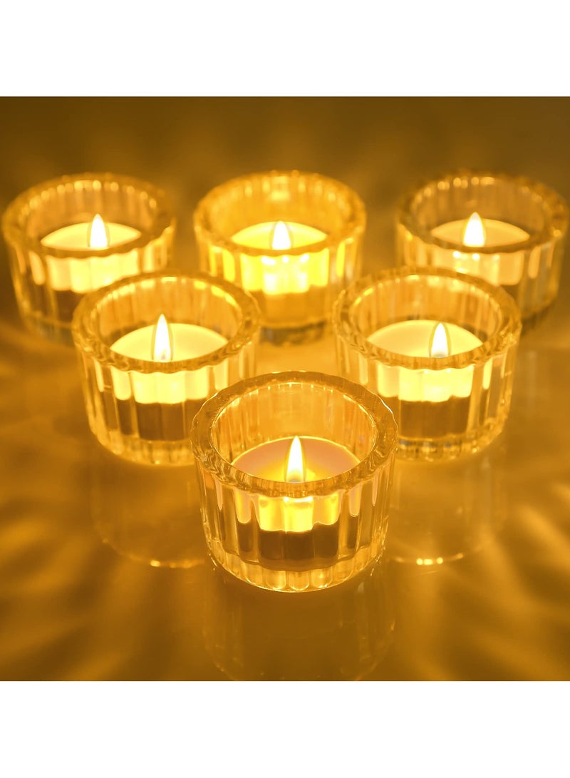 SYOSI طقم حامل شموع تيل شفافة عدد 24، حوامل شموع تيل زجاجية شفافة لحفل الزفاف، حامل شموع تيل بكميات كبيرة لزخرفة وسط الطاولة لعيد الشكر واحتفالات عيد الميلاد (2 × 1.4، شفاف) - Image 2