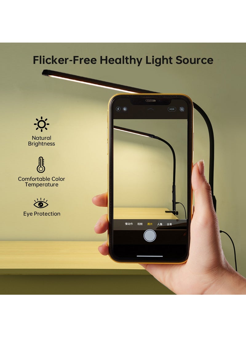 Floor Lamp Convertible Table Desk Light, Stepless Dimming& Color Adjustable Dual-purpose Light, Touch Control Stand Light 360Â° Rotatable Gooseneck Reading Architect Task Lamps for Home Office Black 25x25x160 cm