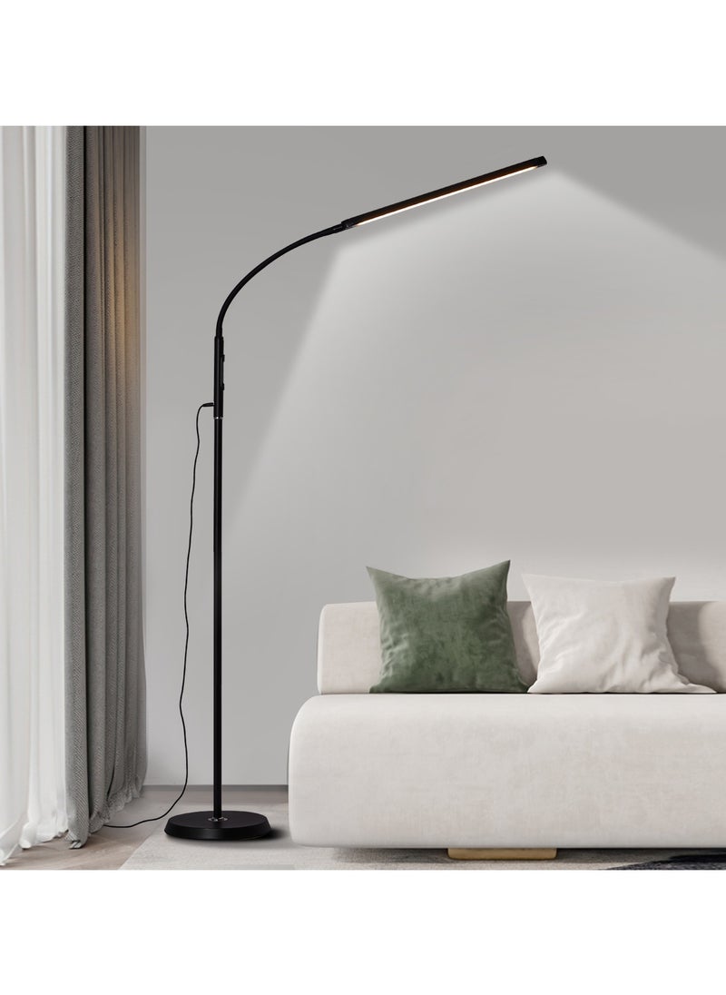 Perfin Floor Lamp Convertible Table Desk Light, Stepless Dimming& Color Adjustable Dual-purpose Light, Touch Control Stand Light 360Â° Rotatable Gooseneck Reading Architect Task Lamps for Home Office Black 25x25x160 cm  - Image 1