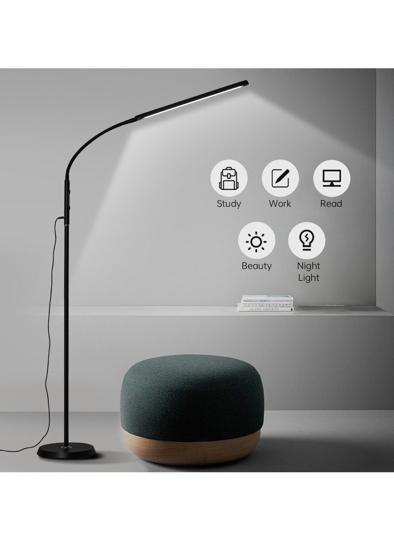 Perfin Floor Lamp Convertible Table Desk Light, Stepless Dimming& Color Adjustable Dual-purpose Light, Touch Control Stand Light 360Â° Rotatable Gooseneck Reading Architect Task Lamps for Home Office Black 25x25x160 cm  - Image 2