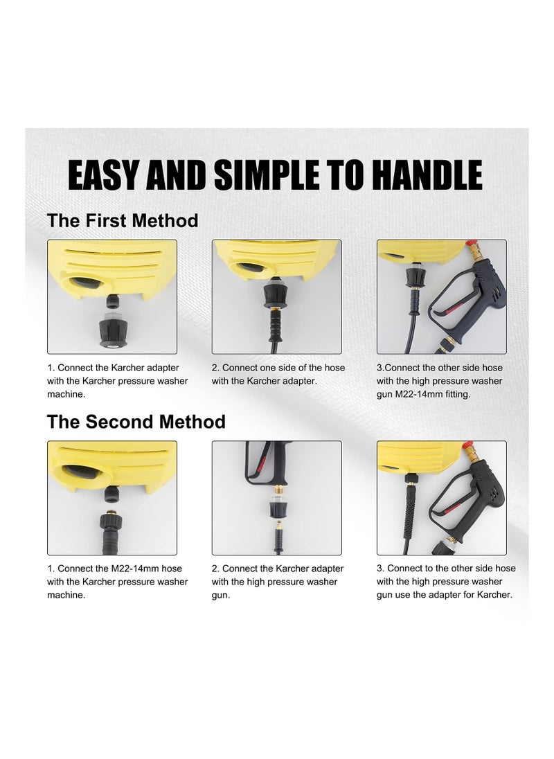 Y&D - High Pressure Washer Gun with 5 Detachable Spray Nozzle Tip, High-Pressure Hose Quick Connect Connector, 1/4"" Connector & Adapter M22-14mm for Car Cleaning Tool Jet - Image 1