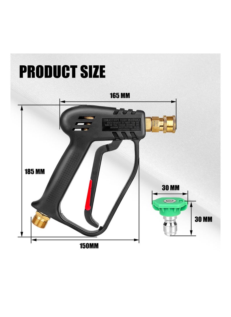 Y&D - High Pressure Washer Gun with 5 Detachable Spray Nozzle Tip, High-Pressure Hose Quick Connect Connector, 1/4"" Connector & Adapter M22-14mm for Car Cleaning Tool Jet - Image 1
