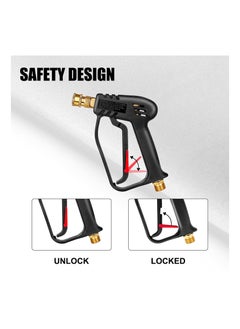 Y&D High Pressure Washer Gun with 5 Detachable Spray Nozzle Tip, High-Pressure Hose Quick Connect Connector, 1/4"" Connector & Adapter M22-14mm for Car Cleaning Tool Jet  - Image 2
