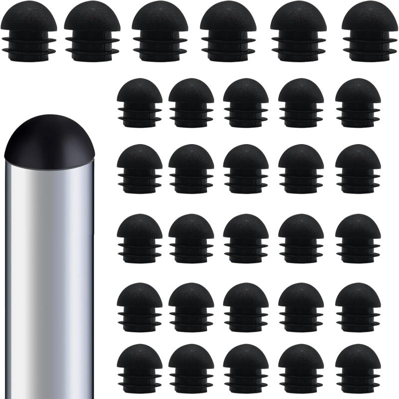 Plastic Chair Leg Caps: 30-Pack Black 3/4-Inch Diameter - Weather-Resistant Scratch Protection for Outdoor Metal Furniture & Patio Chair Tubes - Image 2