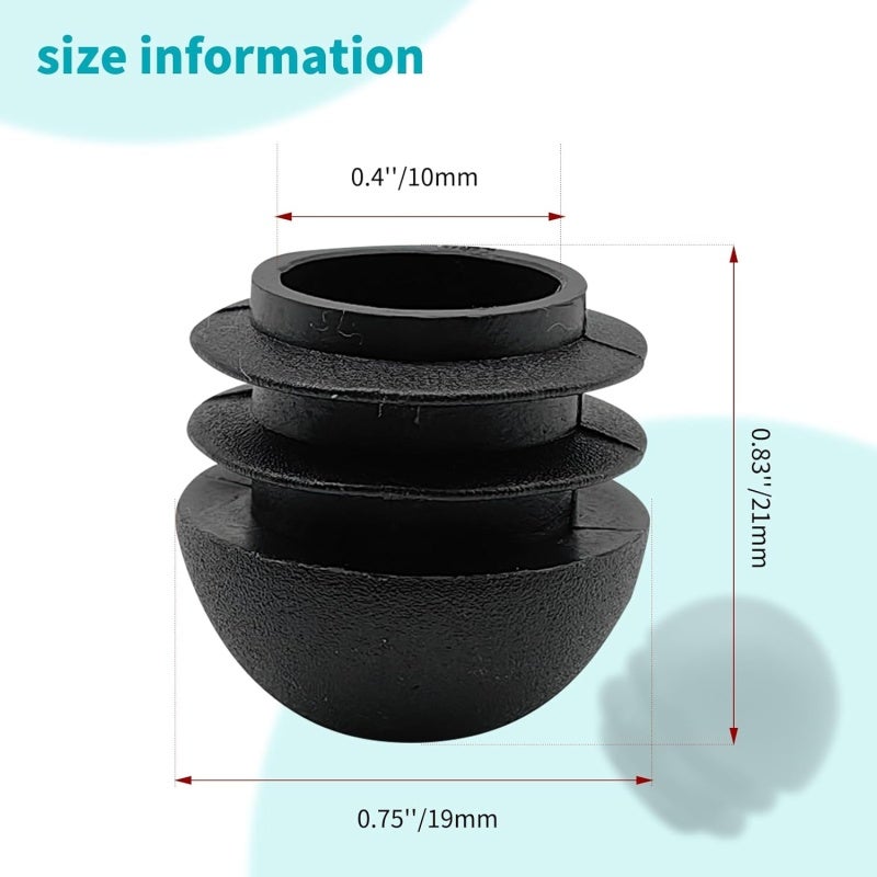 Plastic Chair Leg Caps: 30-Pack Black 3/4-Inch Diameter - Weather-Resistant Scratch Protection for Outdoor Metal Furniture & Patio Chair Tubes - Image 3