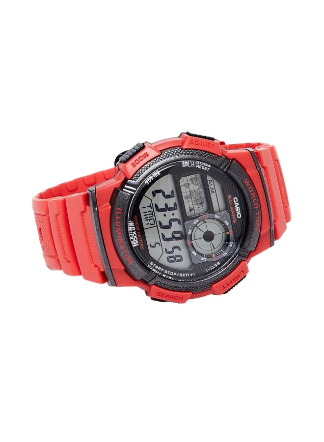 كاسيو ساعة يد رقمية بسوار من المطاط طراز AE-1000W-4AVDF - مقاس 44 مم - لون أحمر رجال - Image 2