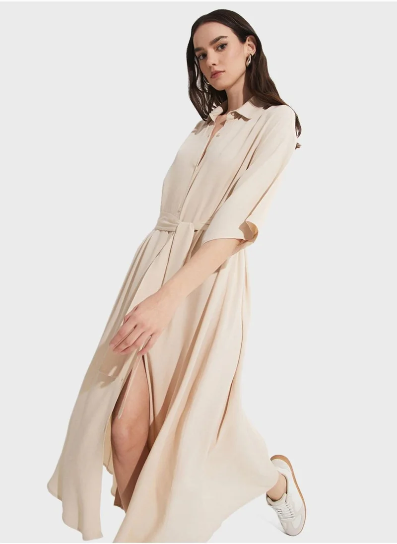 JUNE Belted Midi Dress
