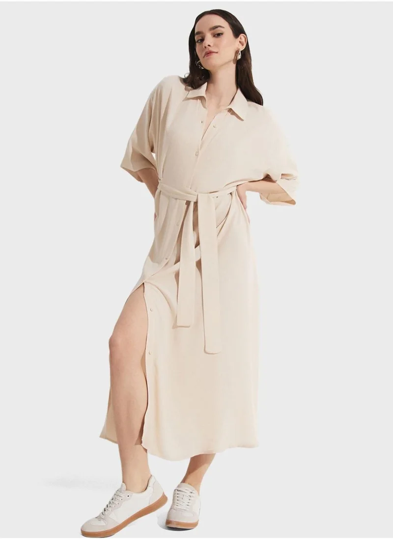 JUNE Belted Midi Dress