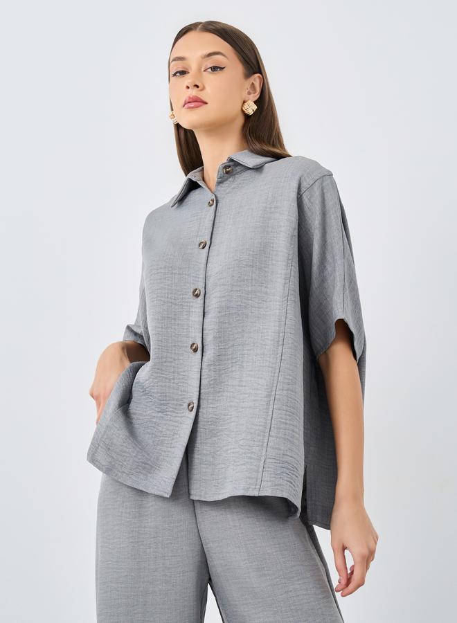 Styli Women Grey Relaxed Fit Shirt and Trouser Modest Set - Image 3