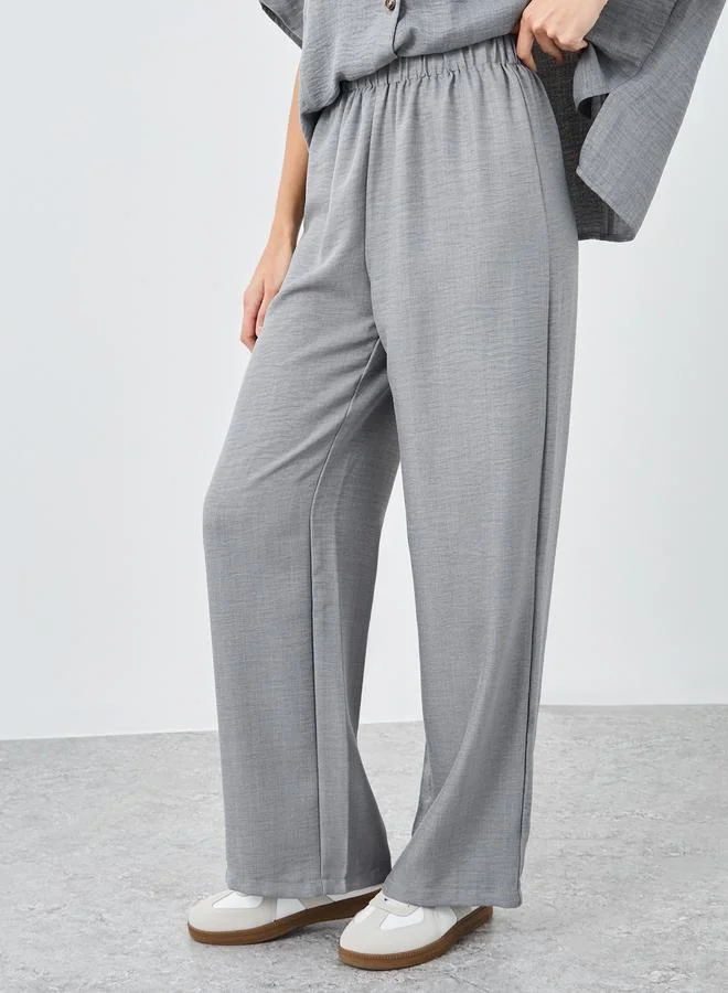 Styli Styli Women Grey Relaxed Fit Shirt and Trouser Modest Set