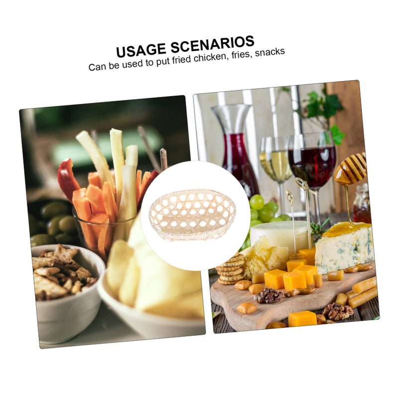 4Pcs Natural Woven Food Storage Baskets Kitchen Organization Snacks Desserts Tray - Image 4